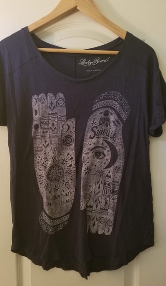 Lucky Brand Tee Navy Graphic - Picture 1 of 4